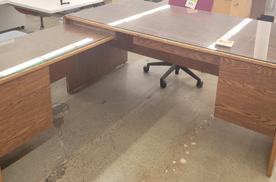 Oak L-Shaped Desk with filing